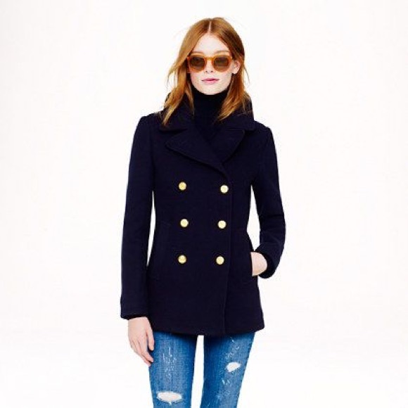 J. Crew Jackets & Blazers - J.CREW:Majesty Pea Coat. Navy. Stadium Cloth. (10)